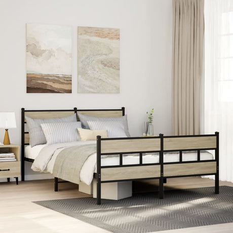 Vidaxl bedframe zonder matras metaal sonoma eikenkleurig 140x200 cm
