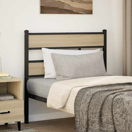 Vidaxl vervangend hoofdbord 90 cm ijzer en bewerkt hout sonoma eikenkleurig