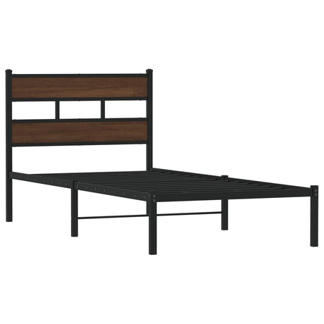 Vidaxl bedframe met hoofdbord zonder matras bruin eikenkleur 75x190 cm
