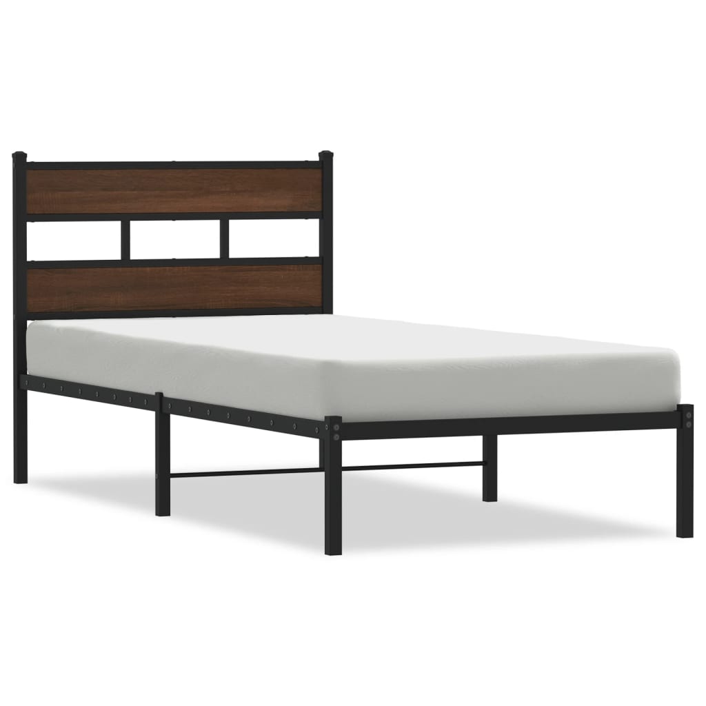 Vidaxl bedframe met hoofdbord zonder matras bruin eikenkleur 90x200 cm