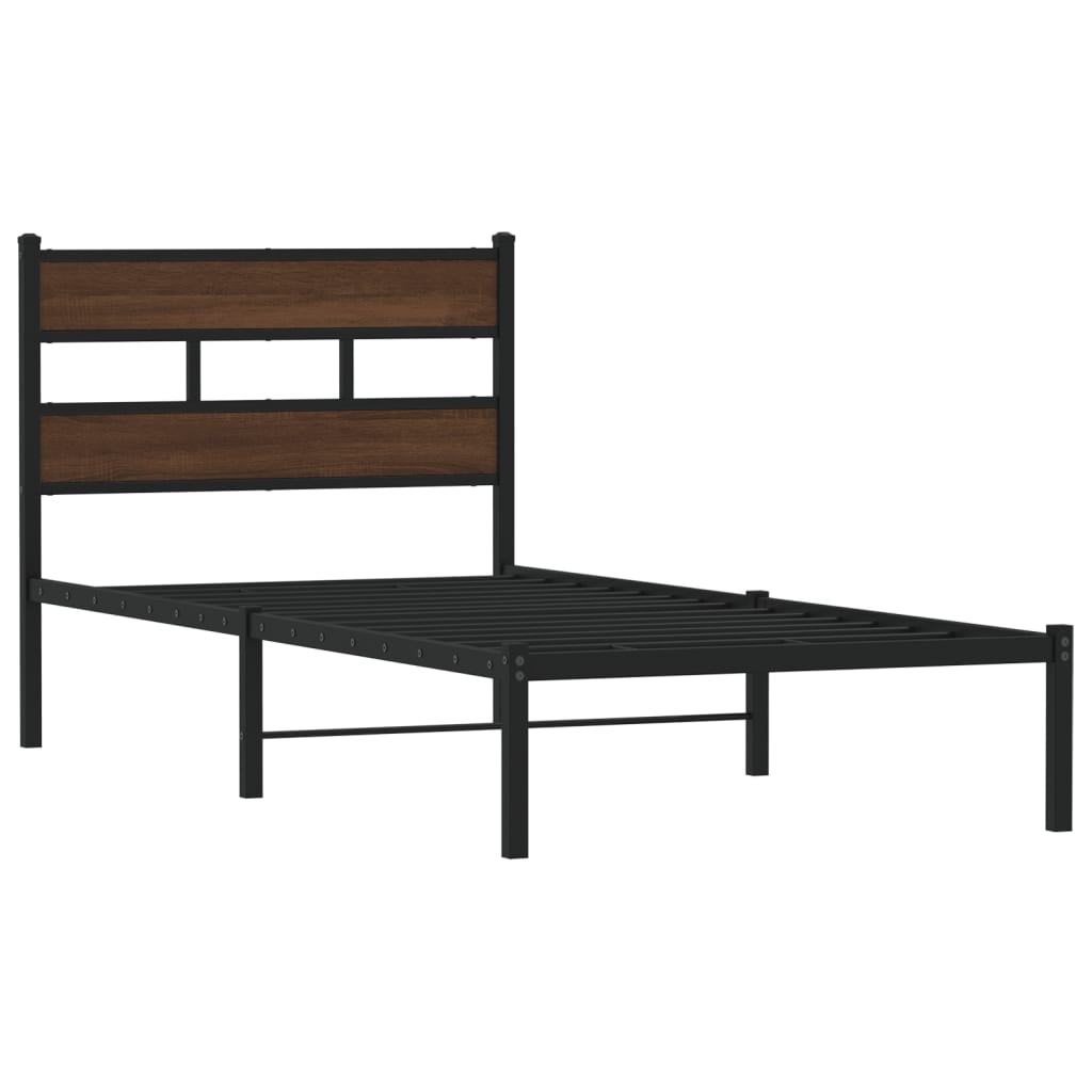 Vidaxl bedframe met hoofdbord zonder matras bruin eiken 100x200 cm