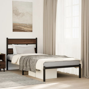 Vidaxl bedframe met hoofdbord zonder matras bruin eiken 100x200 cm