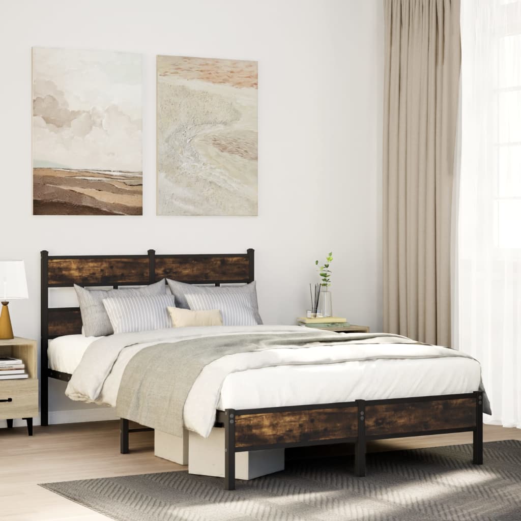Vidaxl bedframe met hoofdbord zonder matras sonoma eiken 120x200 cm