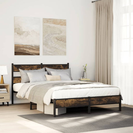 Vidaxl bedframe met hoofdbord zonder matras sonoma eiken 140x190 cm