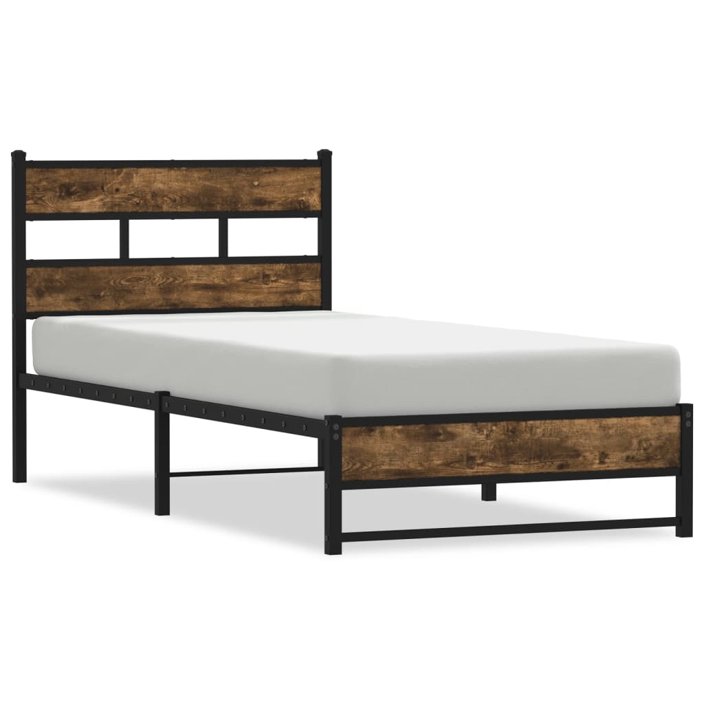 Vidaxl bedframe zonder matras metaal gerookt eikenkleurig 80x200 cm