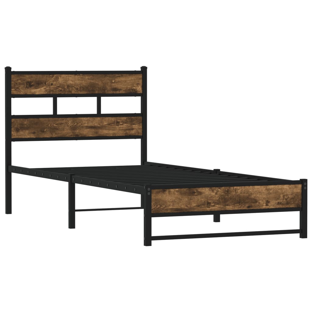 Vidaxl bedframe zonder matras metaal gerookt eikenkleurig 90x200 cm