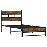 Vidaxl bedframe zonder matras metaal gerookt eikenkleurig 100x200 cm