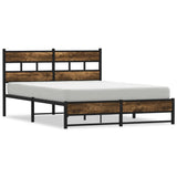 Vidaxl bedframe zonder matras metaal gerookt eikenkleurig 135x190 cm