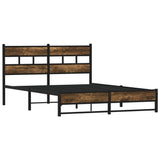Vidaxl bedframe zonder matras metaal gerookt eikenkleurig 135x190 cm
