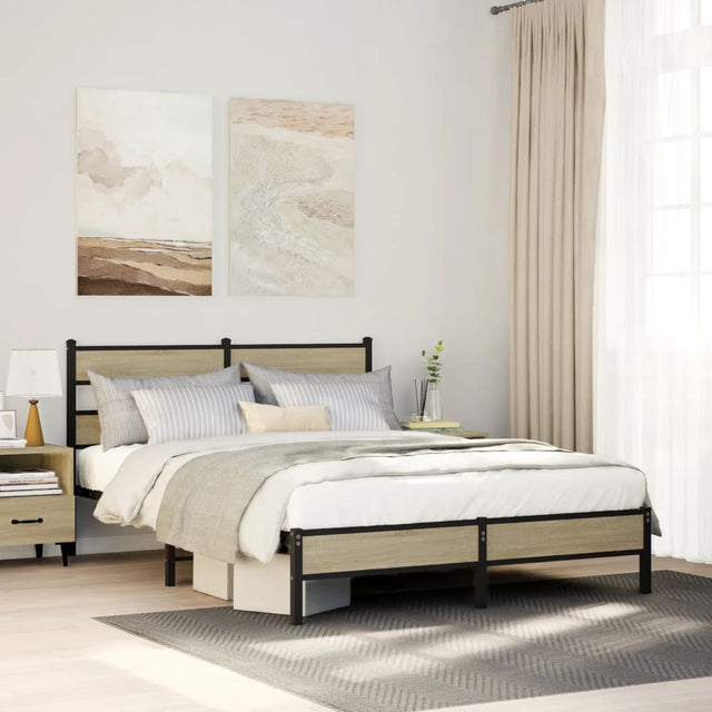 Vidaxl bedframe zonder matras hout sonoma eikenkleurig 140x190 cm