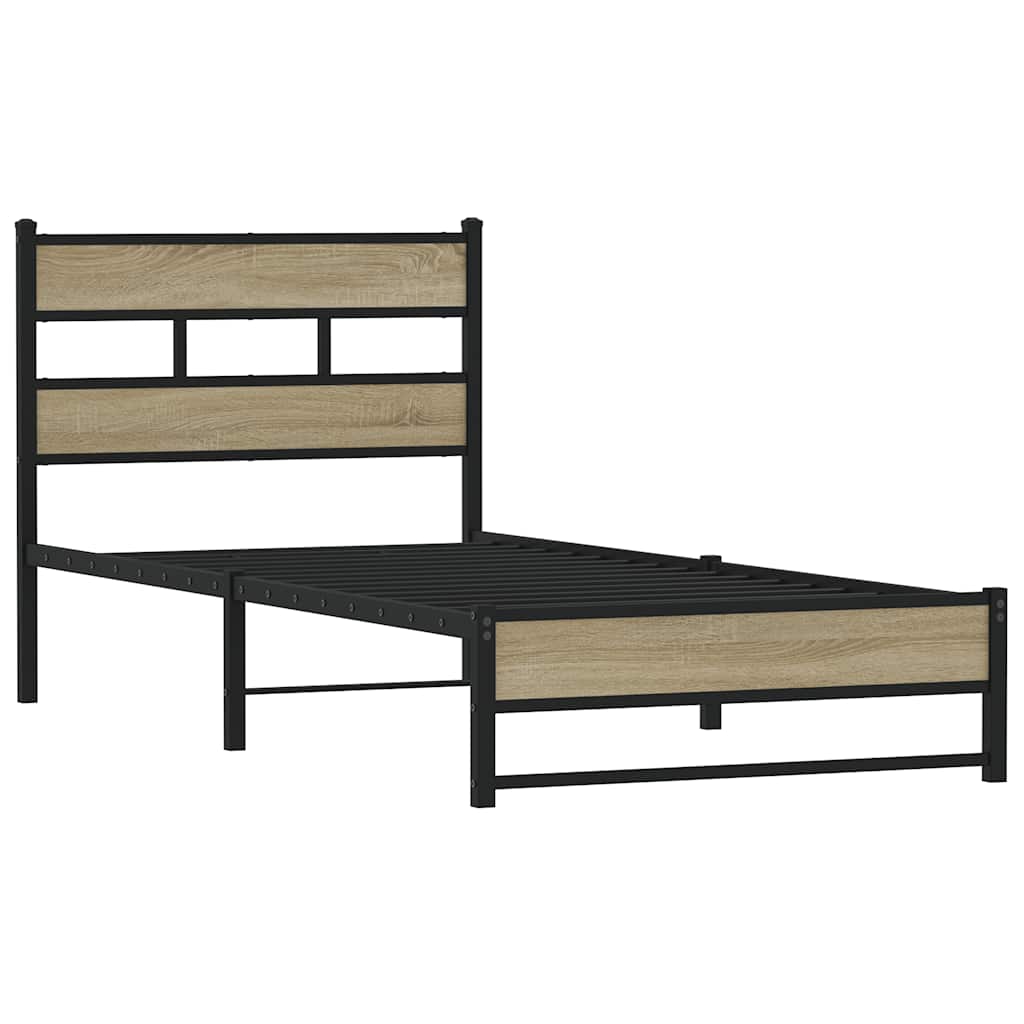 Vidaxl bedframe zonder matras metaal sonoma eikenkleurig 90x190 cm