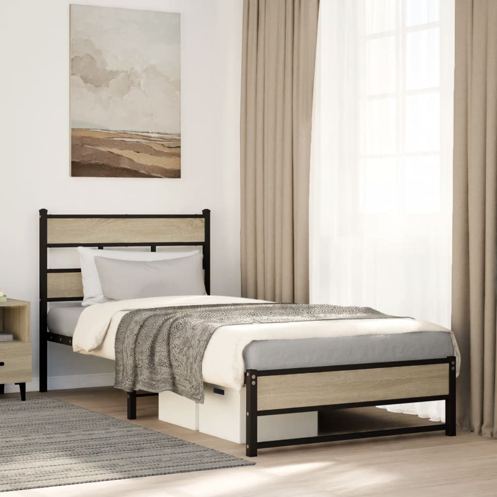 Vidaxl bedframe zonder matras metaal sonoma eikenkleurig 90x190 cm