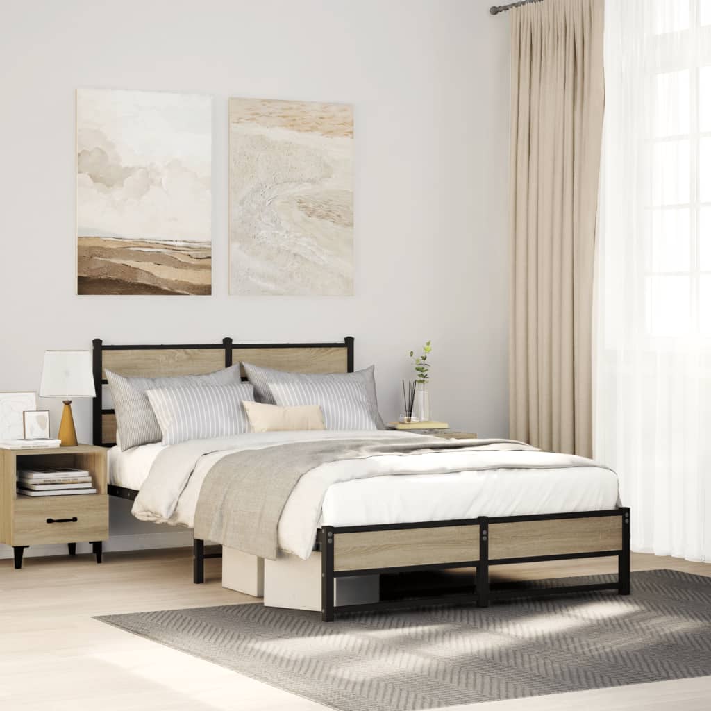 Vidaxl bedframe zonder matras metaal sonoma eikenkleurig 120x190 cm