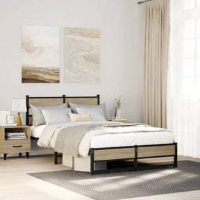 Vidaxl bedframe zonder matras metaal sonoma eikenkleurig 120x190 cm
