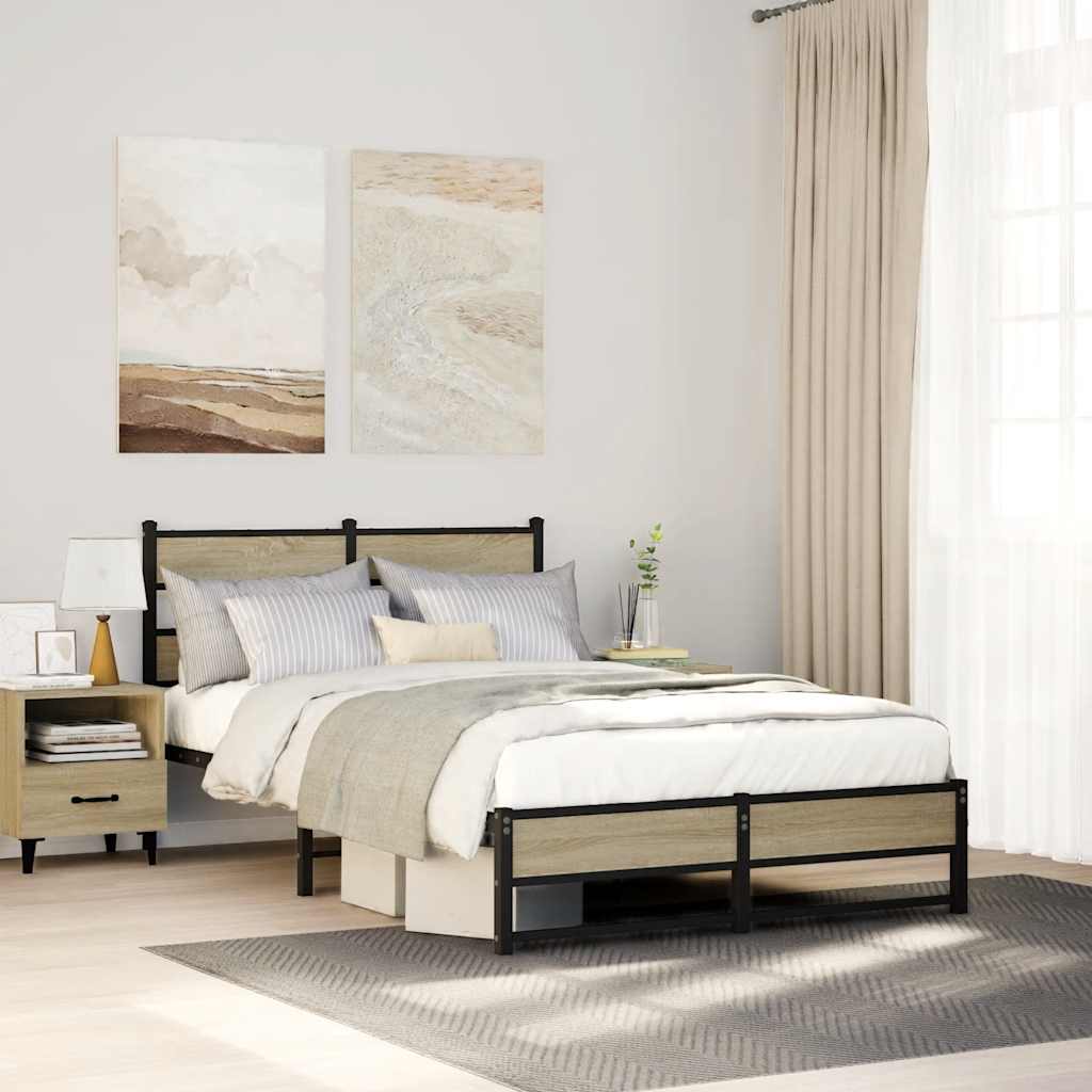 Vidaxl bedframe zonder matras metaal sonoma eikenkleurig 120x200 cm