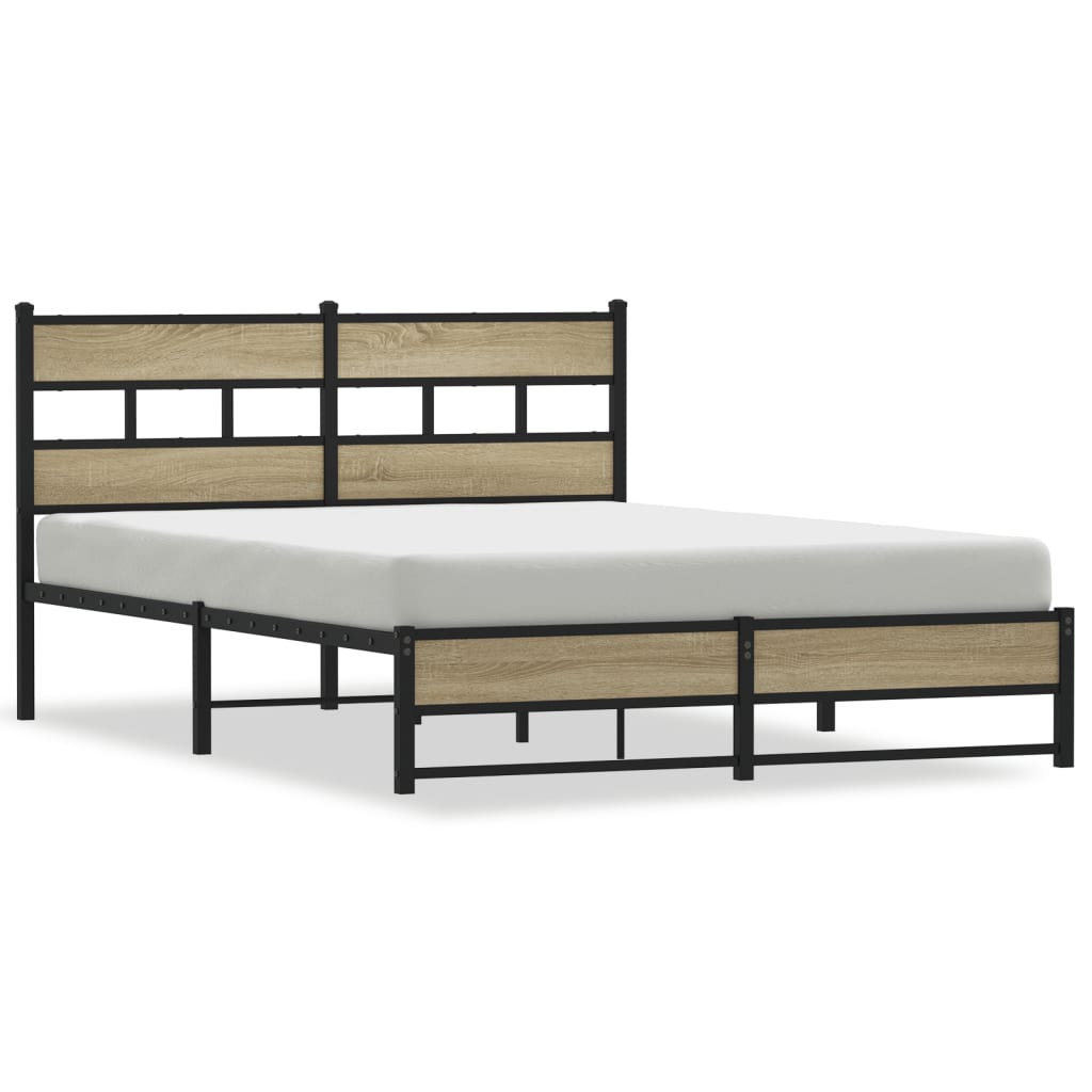Vidaxl bedframe zonder matras metaal sonoma eikenkleurig 140x190 cm