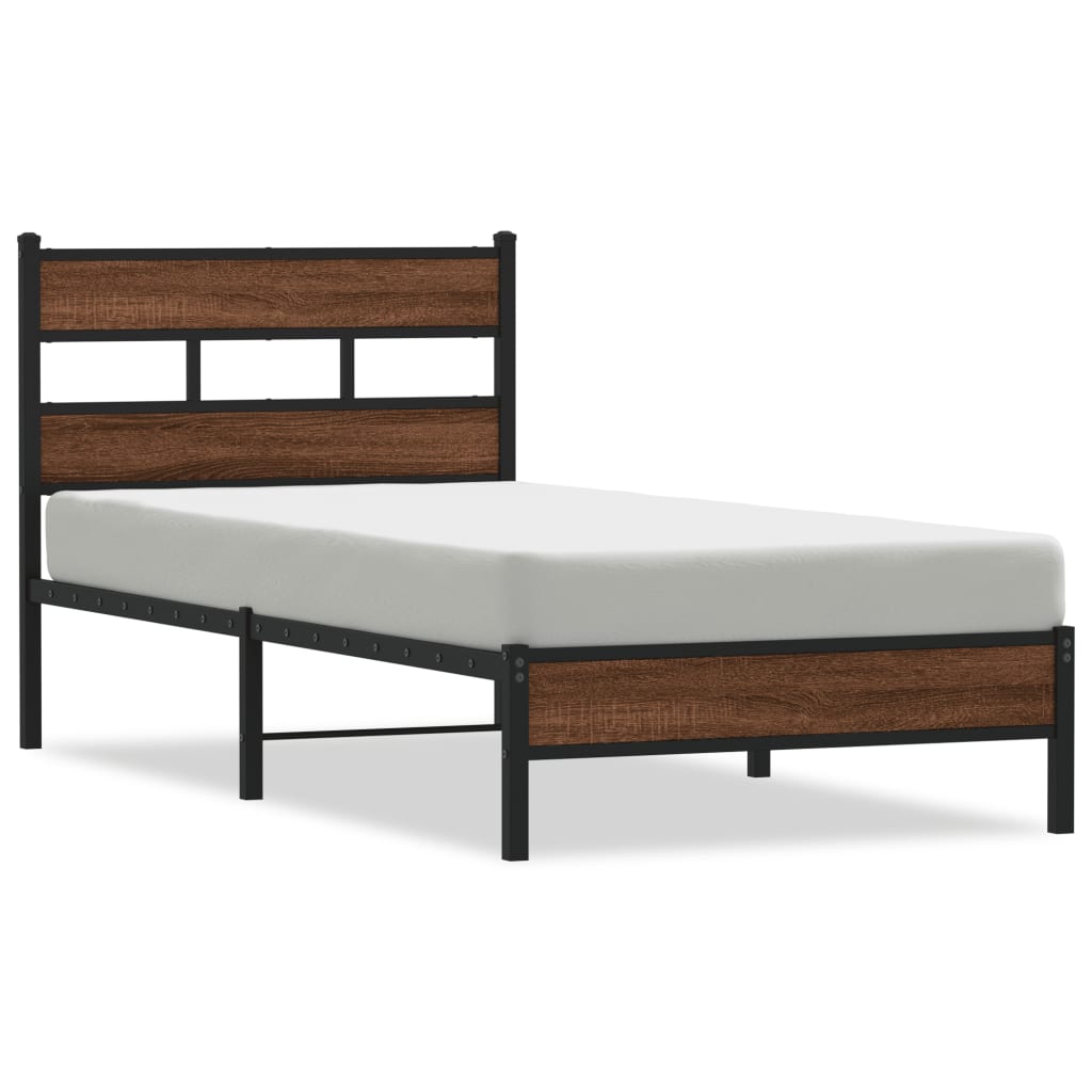 Vidaxl bedframe zonder matras bewerkt hout bruin eikenkleur 75x190 cm