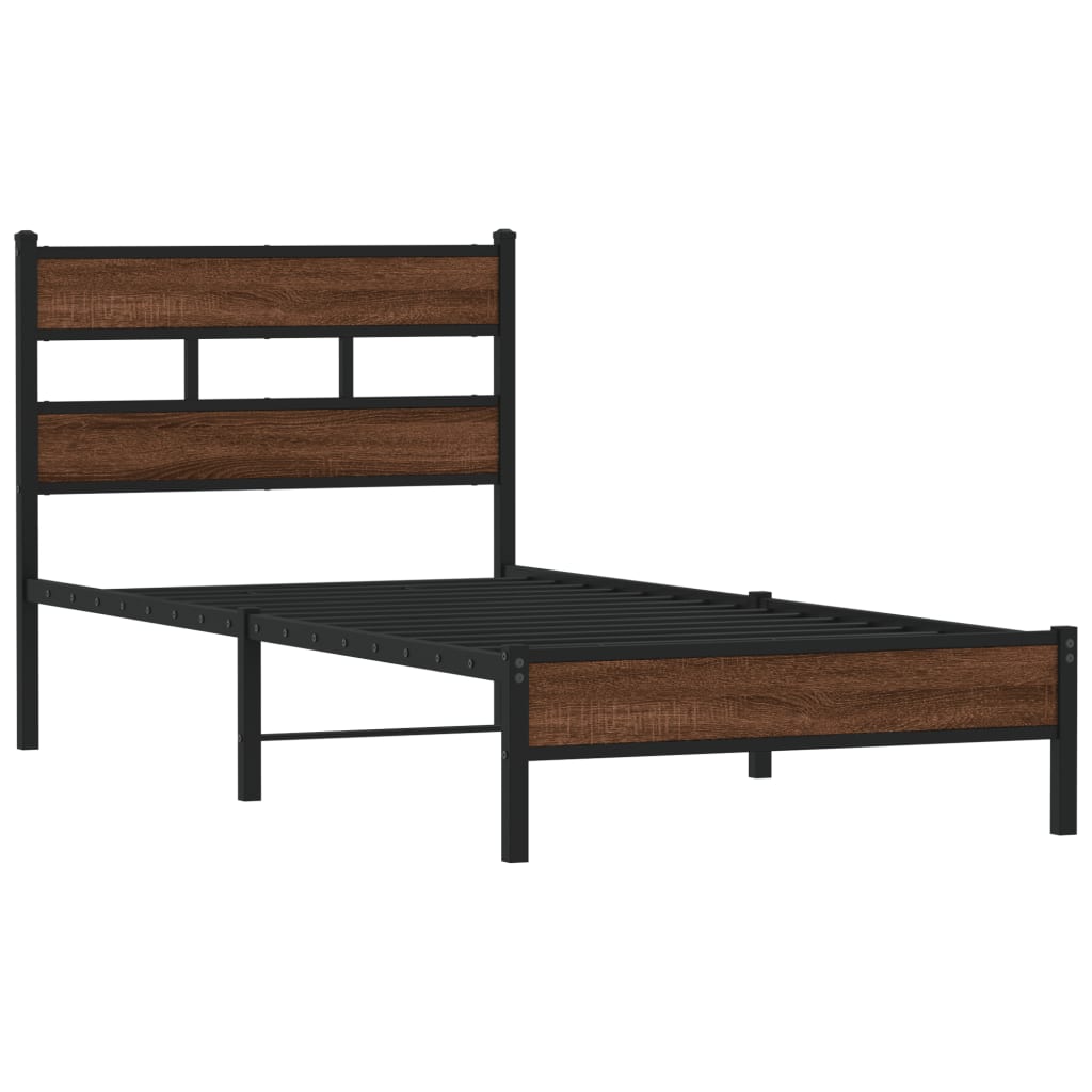 Vidaxl bedframe zonder matras bewerkt hout bruin eikenkleur 90x190 cm