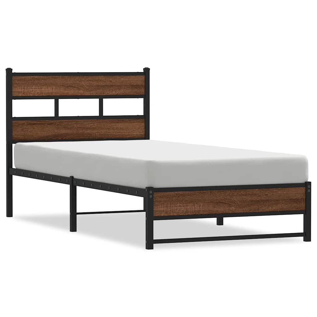 Vidaxl bedframe zonder matras metaal bruin eikenkleurig 107x203 cm