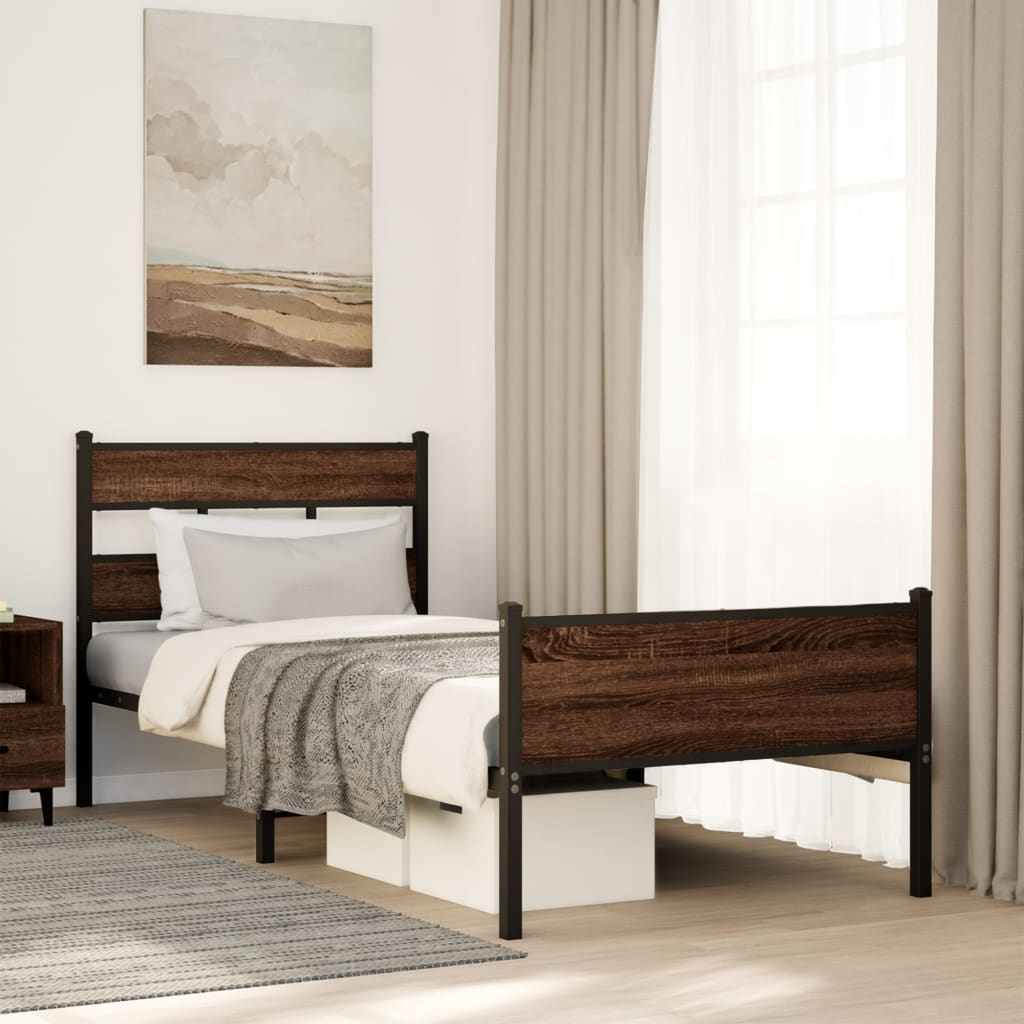 Vidaxl bedframe zonder matras bewerkt hout bruin eikenkleur 90x190 cm