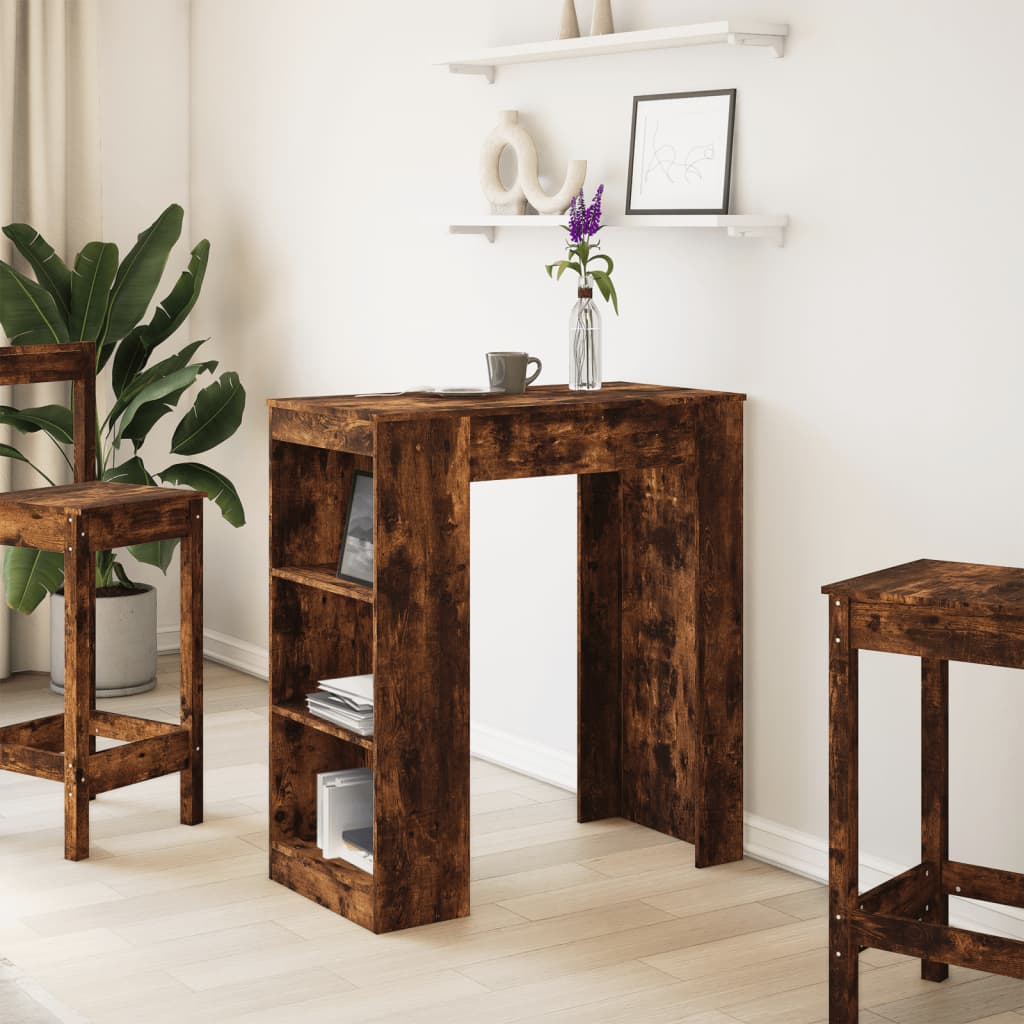 Vidaxl bartafel met rekken 95x47x103,5 cm bewerkt hout gerookt eiken