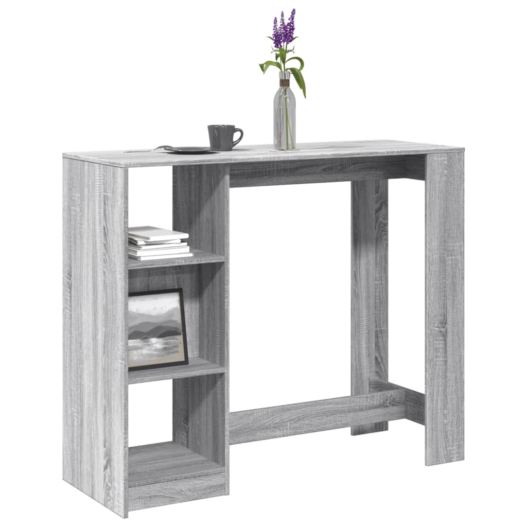 Vidaxl bartafel met schap 124x46x103,5 cm bewerkt hout grijs sonoma