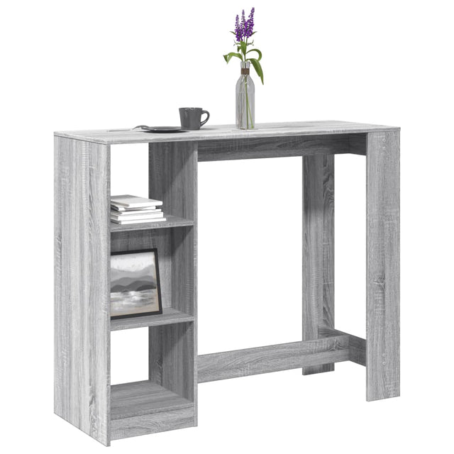 Vidaxl bartafel met schap 124x46x103,5 cm bewerkt hout grijs sonoma