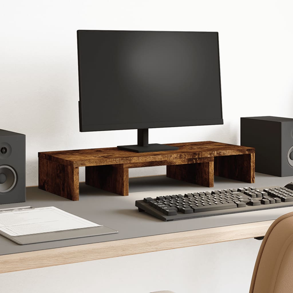 VidaXL monitor standard adjustable 60x24x10.5 cm wood smoked oak