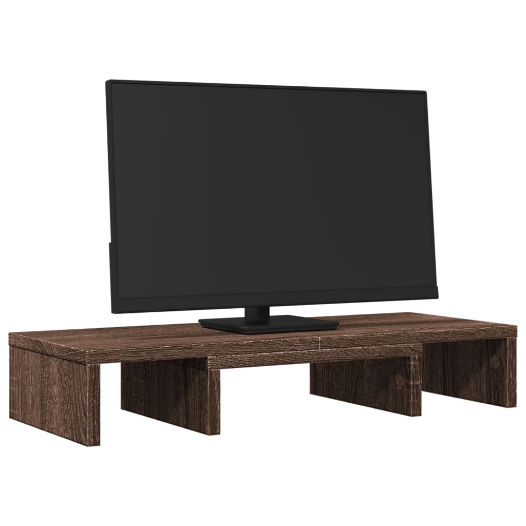 Vidaxl Monitor standardowy regulowany 60x24x10,5 cm drewniany brązowy dąb