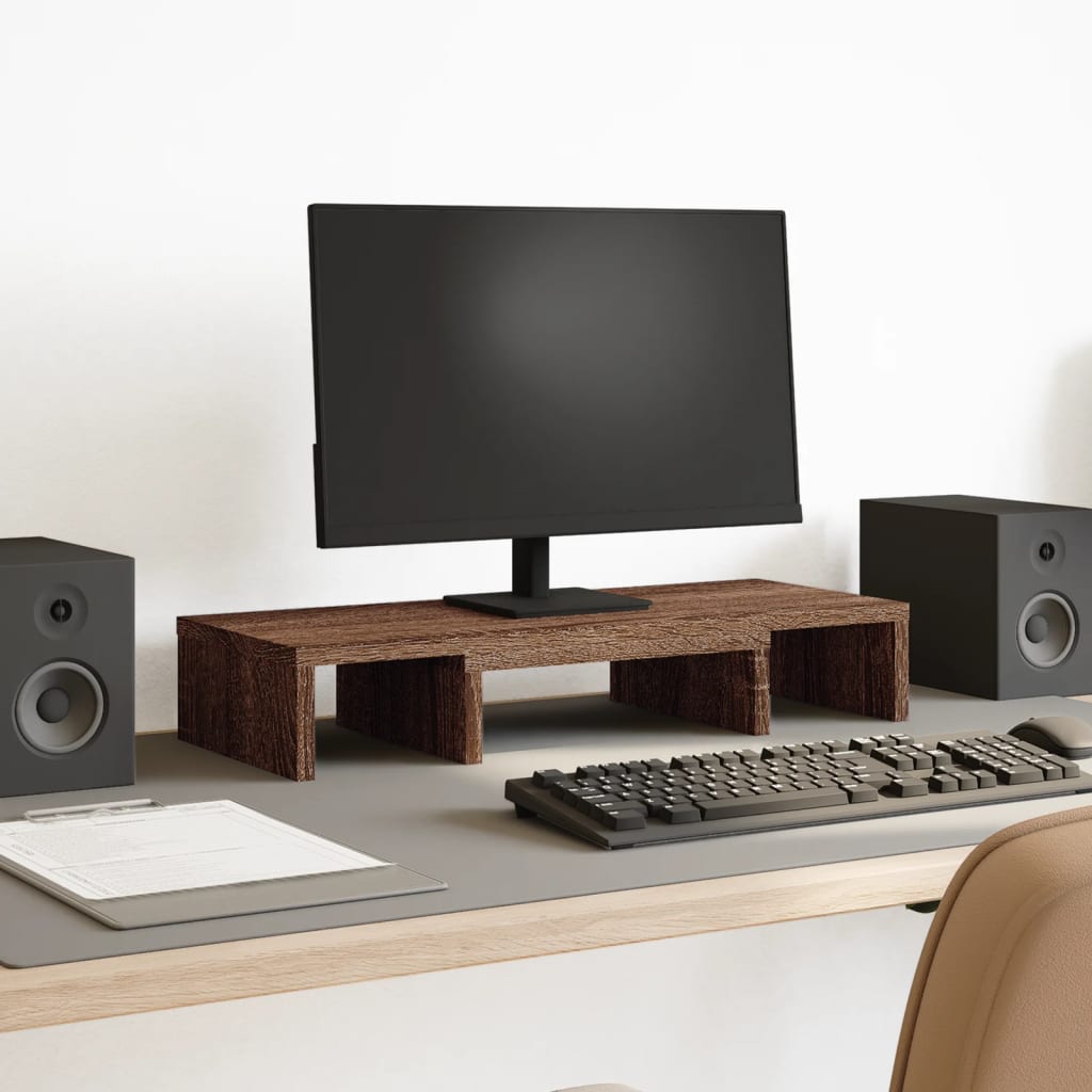 VidaXL Monitor standard adjustable 60x24x10.5 cm wood brown oak