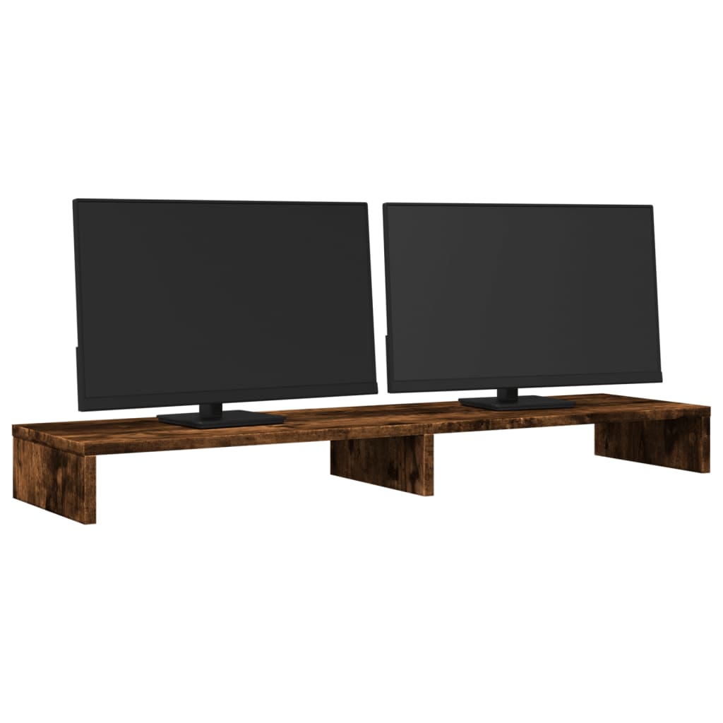 Vidaxl Monitor Standard 100x27x10 cm Forarbejdet træ Røget eg Farvet