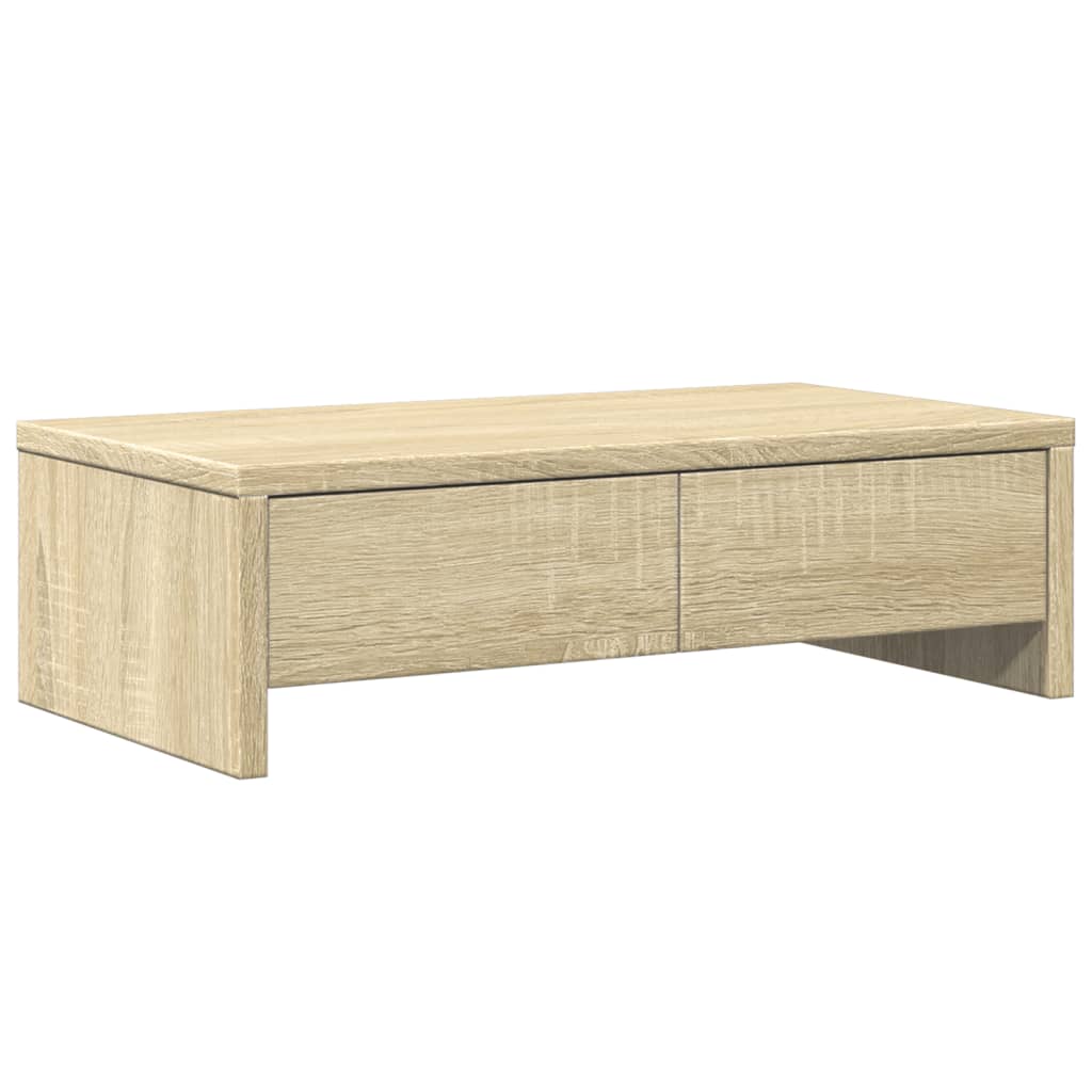 Support de moniteur Vidaxl avec tiroirs 50x27x15 cm en bois sonoma chêne couleur