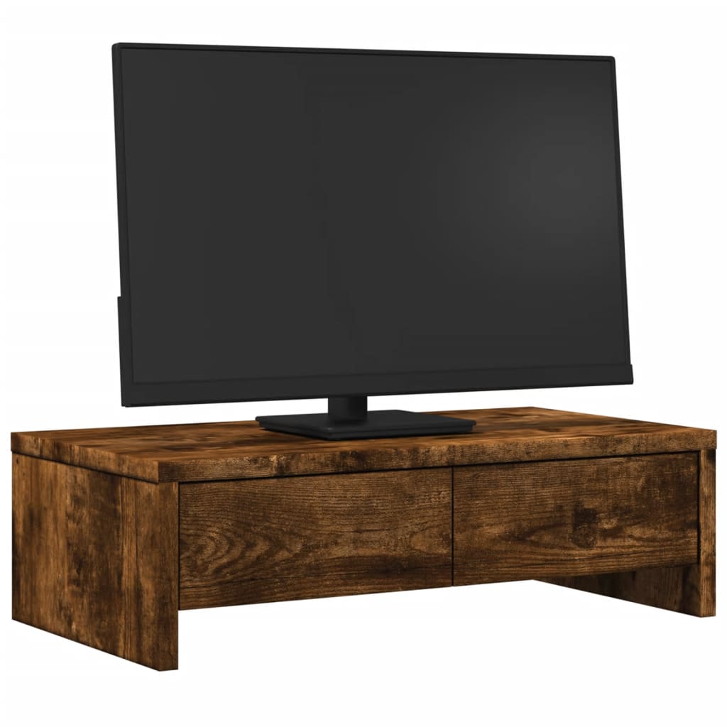 VidaXL Monitorstandaard met lades 50x27x15 cm hout gerookt eikenkleur