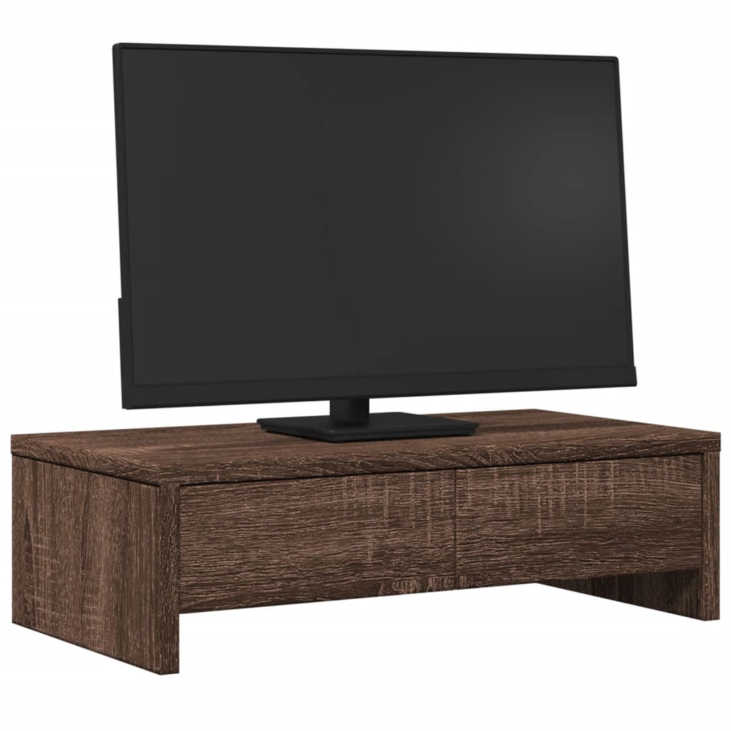 Vidaxl monitor stand with drawers 50x27x15 cm wood brown oak colored