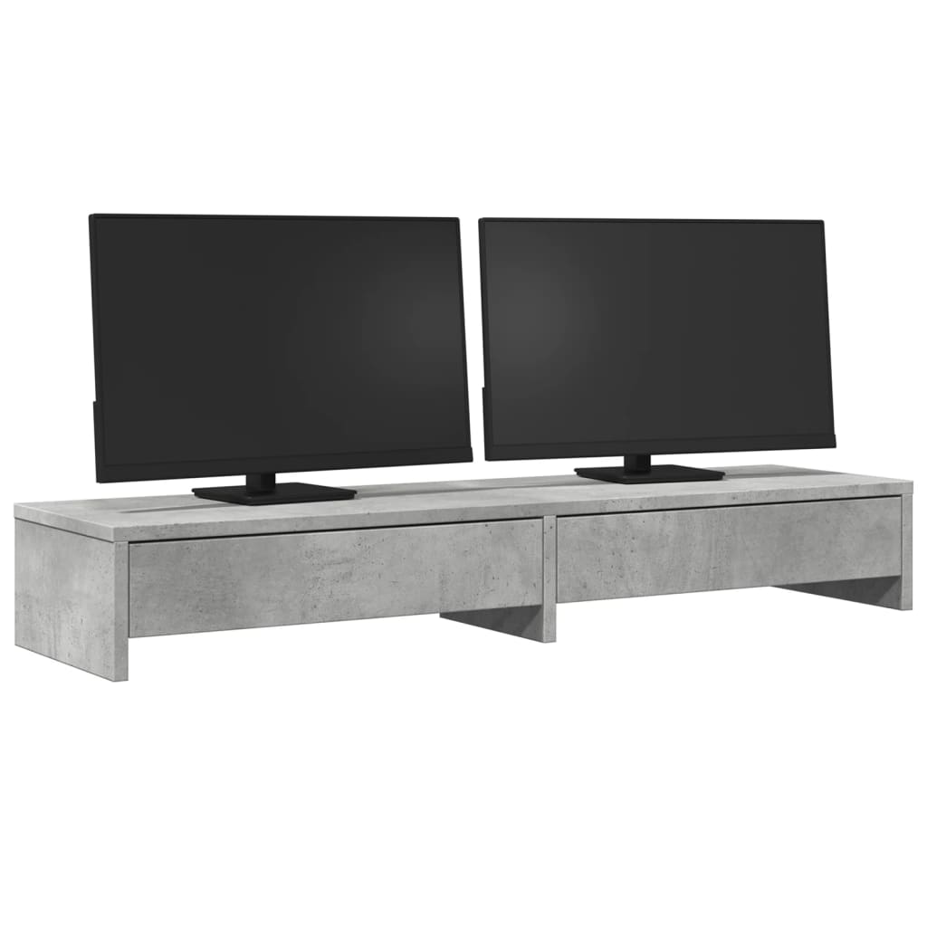 Vidaxl Monitor Stand med skuffer 100x27x15 cm Behandlet tre betongpris