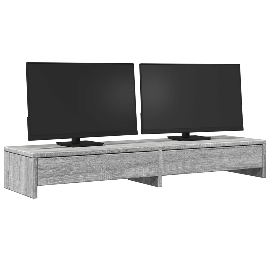 Vidaxl Monitor Stand con cajones 100x27x15 cm de madera gris de Oak