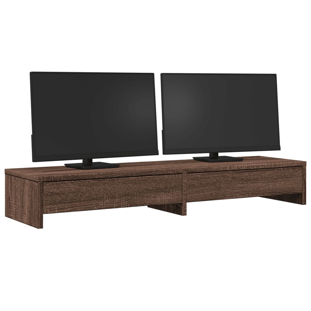 Vidaxl monitor stand with drawers 100x27x15 cm wood brown oak color