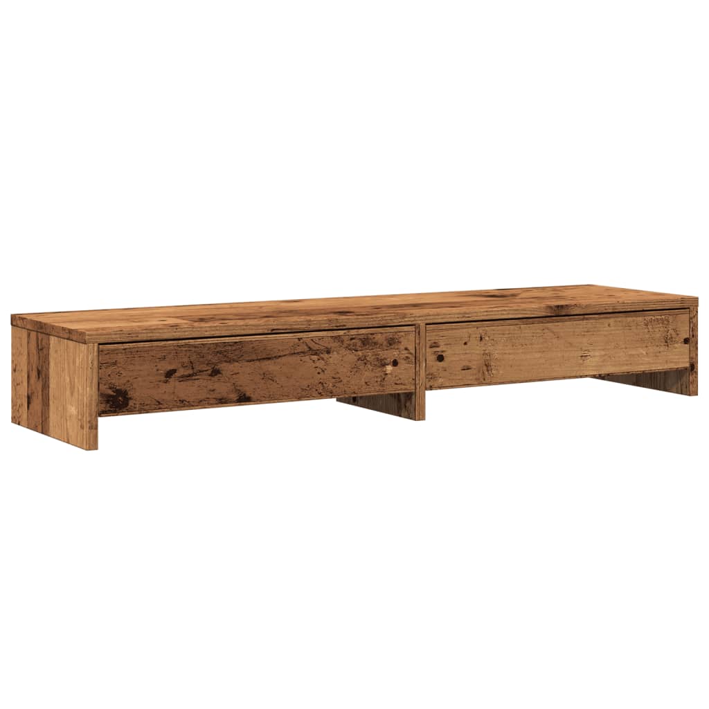 Vidaxl monitor stand with drawers 100x27x15 cm wood old wood colored