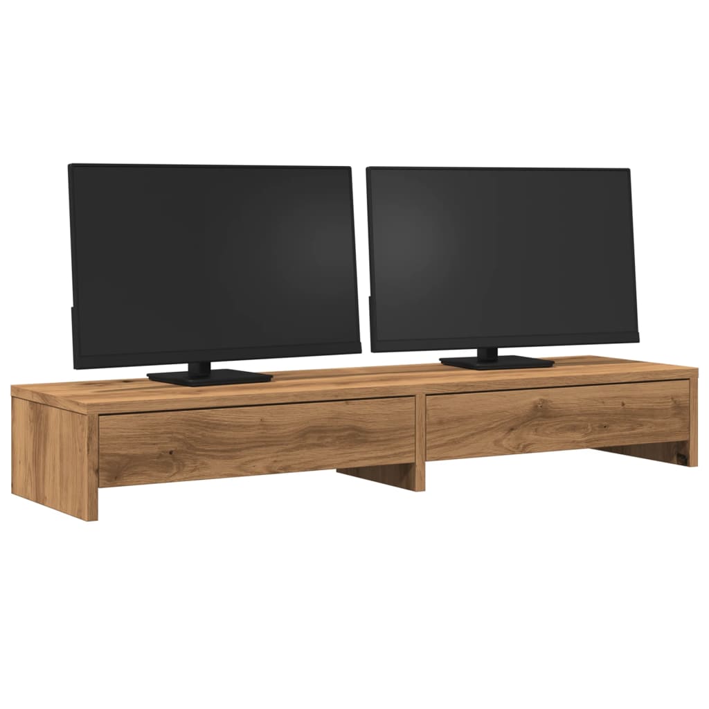 VidaXL Monitorstandaard met lades 100x27x15 cm hout artisanaal eiken