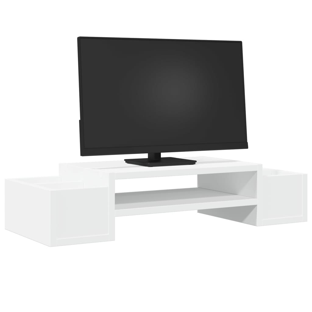 Vidaxl Monitor Stand con espacio de almacenamiento 70x27x15 cm de madera procesada blanca