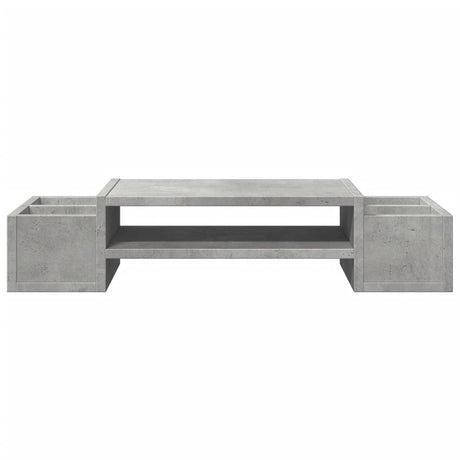 Vidaxl monitorstandaard met opbergruimte 70x27x15 cm hout betongrijs