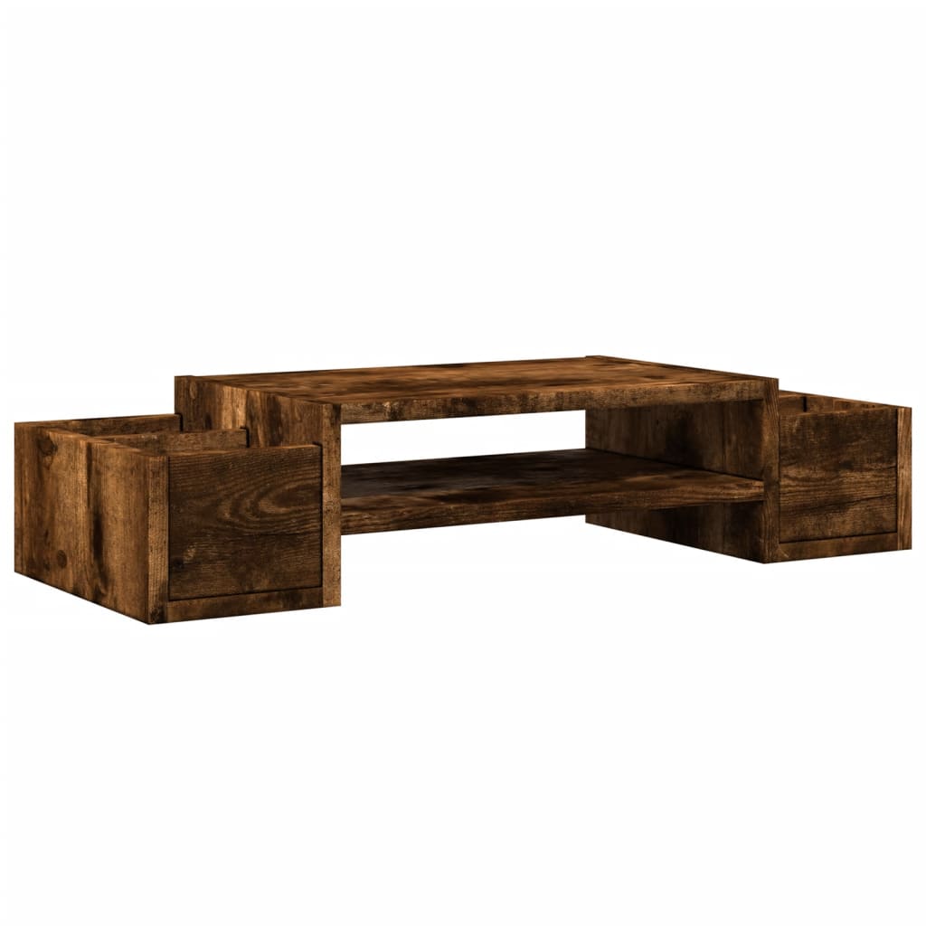 Vidaxl monitorstandaard opbergruimte 70x27x15 cm hout gerookt eiken