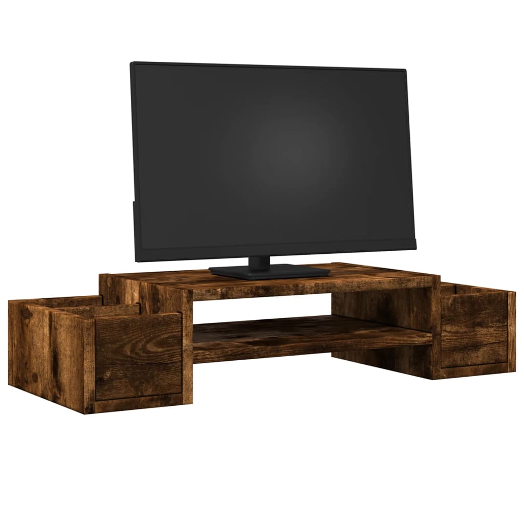 Vidaxl monitorstandaard opbergruimte 70x27x15 cm hout gerookt eiken