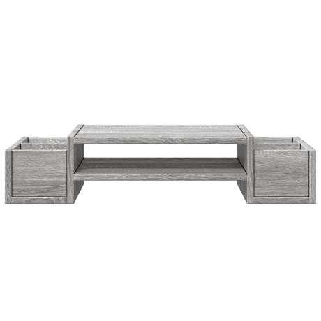 Vidaxl monitorstandaard met opbergruimte 70x27x15 cm hout grijs sonoma