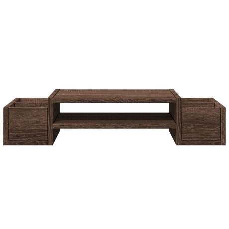 Vidaxl monitorstandaard met opbergruimte 70x27x15 cm hout bruin eiken
