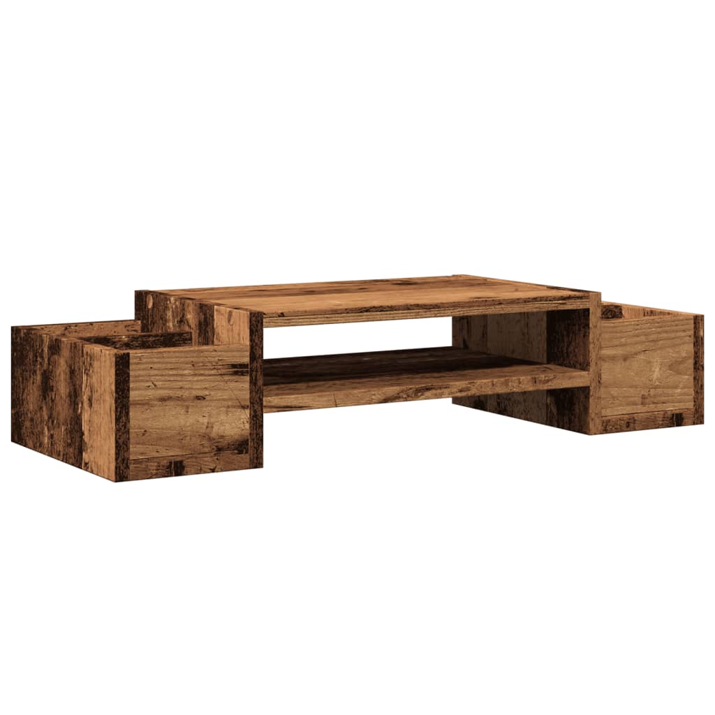 Vidaxl monitorstandaard met opbergruimte 70x27x15 cm hout oud hout