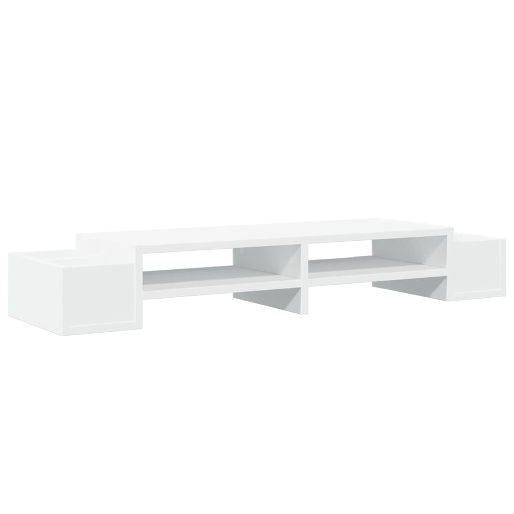 Vidaxl Monitor Stand con spazio di archiviazione 100x27x15 cm Bianco in legno elaborato