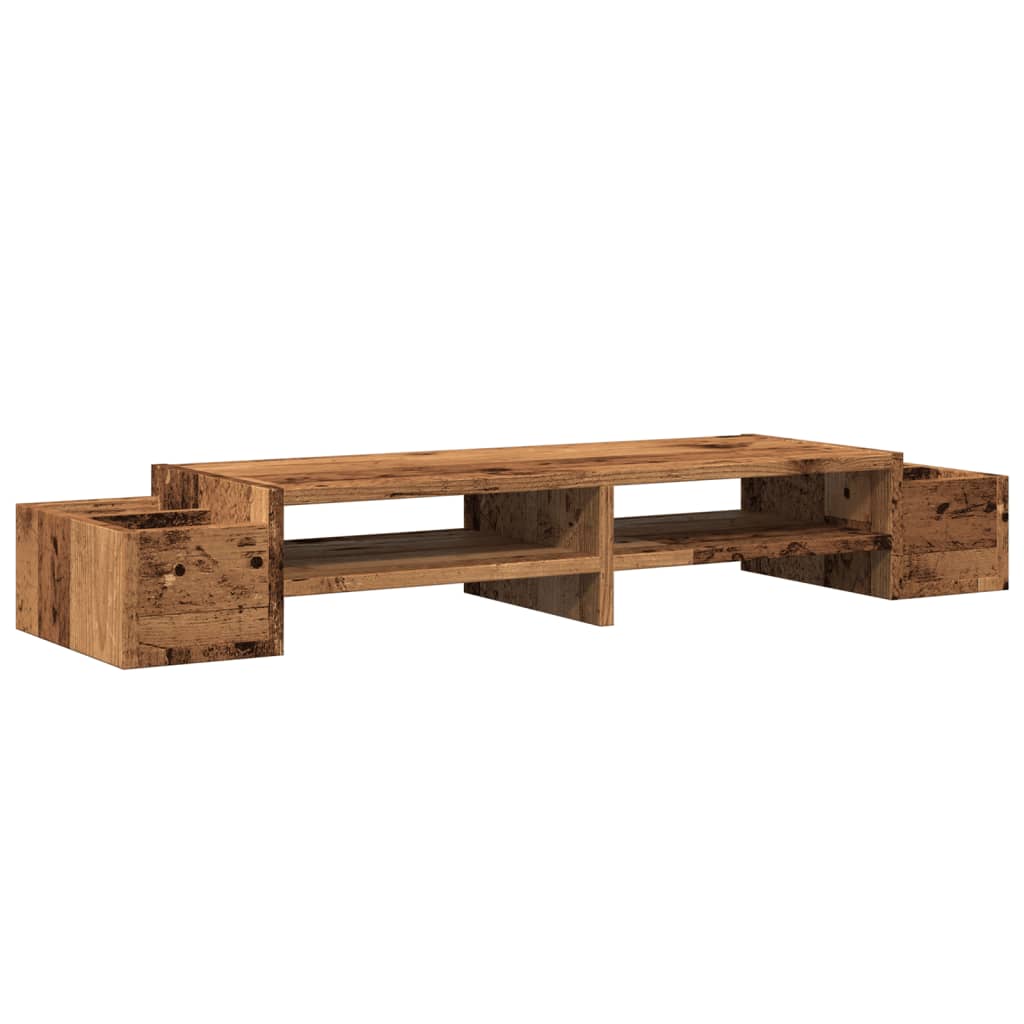 Vidaxl Monitor Stand con espacio de almacenamiento 100x27x15 cm de madera de madera vieja