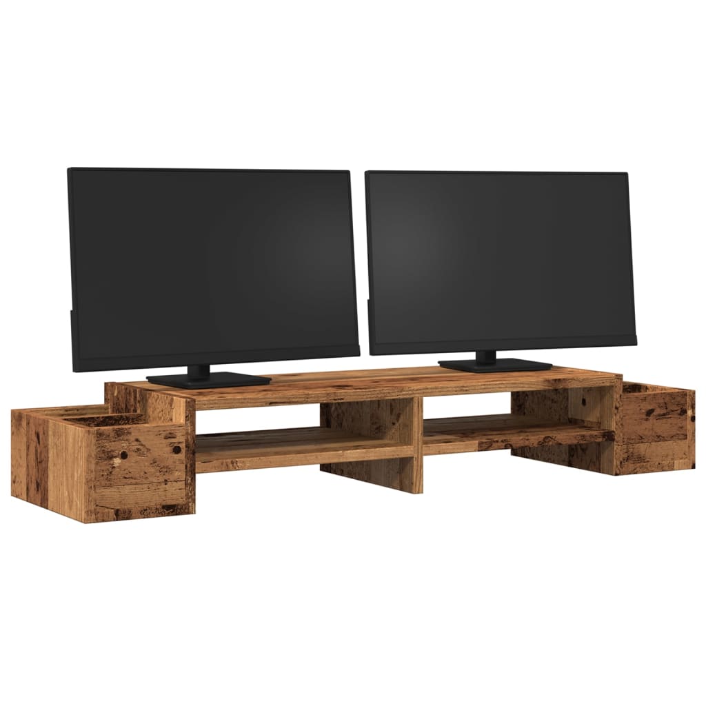 Vidaxl Monitor Stand con espacio de almacenamiento 100x27x15 cm de madera de madera vieja