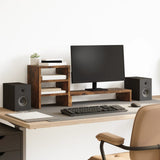 Support de moniteur Vidaxl avec Organisation de bureau en bois fumé de couleur chêne